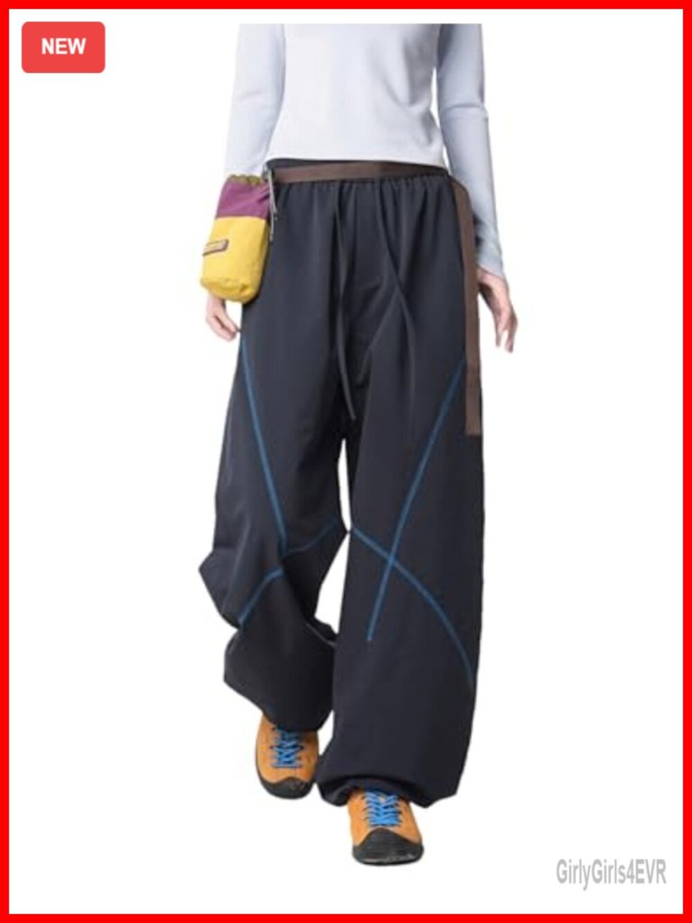 Women's Baggy Parachute Pants Wide Leg Lounge Sweatpants Drawstring Joggers